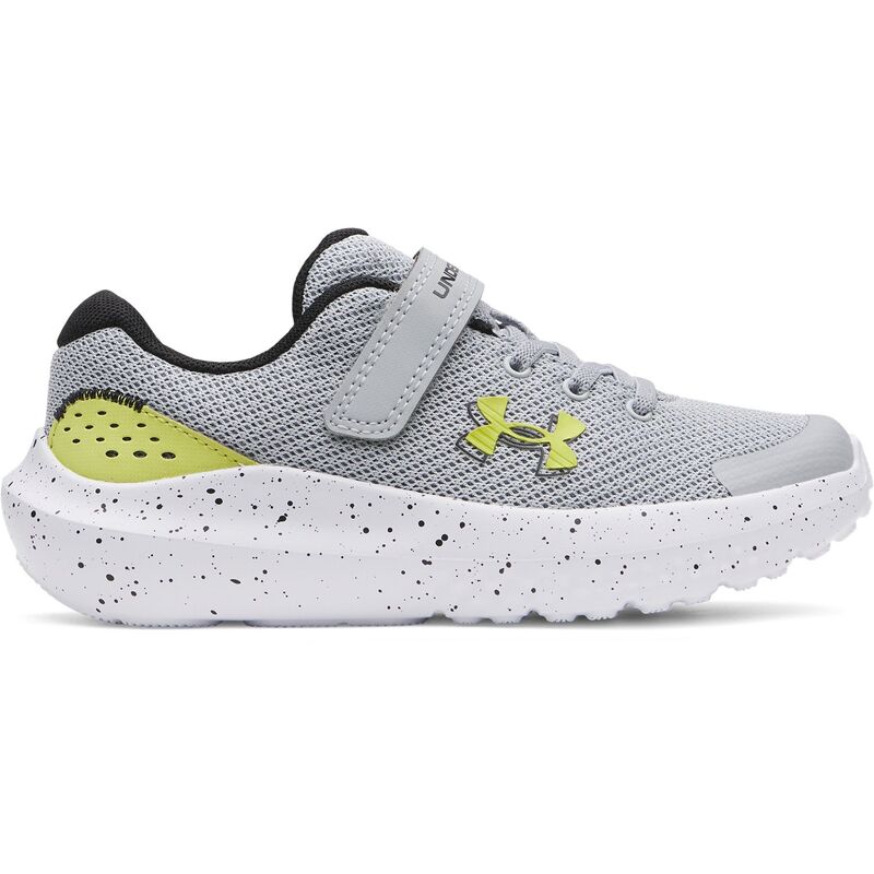 アンダーアーマー レディース シューズ スニーカー Under Armour Surge 4 AC Little Kids Running Shoes Mod Gray Lumin Yellow 薄墨色
