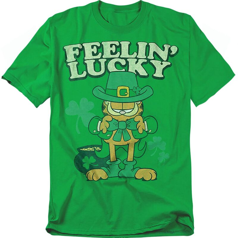 アニメキャラクター レディース トップス Tシャツ トール グラフィック Licensed Character Big & Tall Garfield Feelin' Lucky Graphic Tee Bright Green グリーン