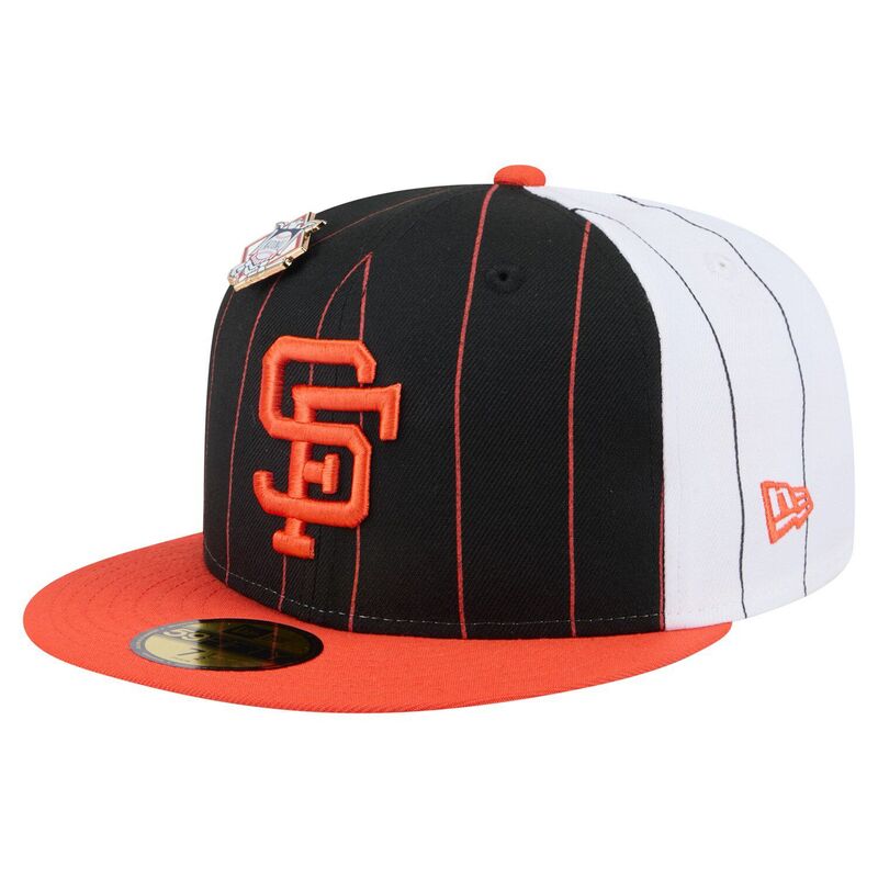 ニューエラ レディース アクセサリー 帽子 Men's New Era Black San Francisco Giants Pinstripe 59FIFTY Fitted Hat Gnt Black ブラック