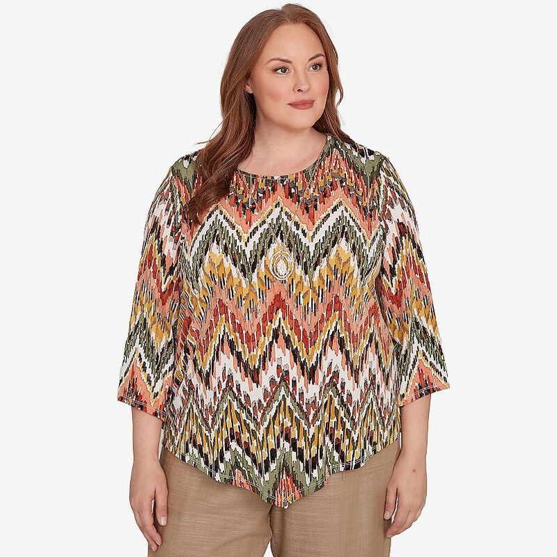 アルフレッド ダナー レディース トップス Tシャツ プラスサイズ レース Plusize Alfredunner Ikat Chevron Top with Necklace No Color 11,005円