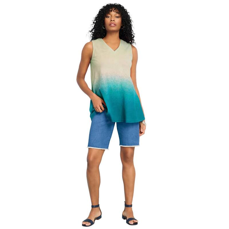 ロアマンズ レディース トップス ティーシャツ つけ加える大いさ Roaman\u0027s Women\u0027s Plusize American Ombre Swing Tank Deep Teal Ombre ティール トップス-レディースファッション
