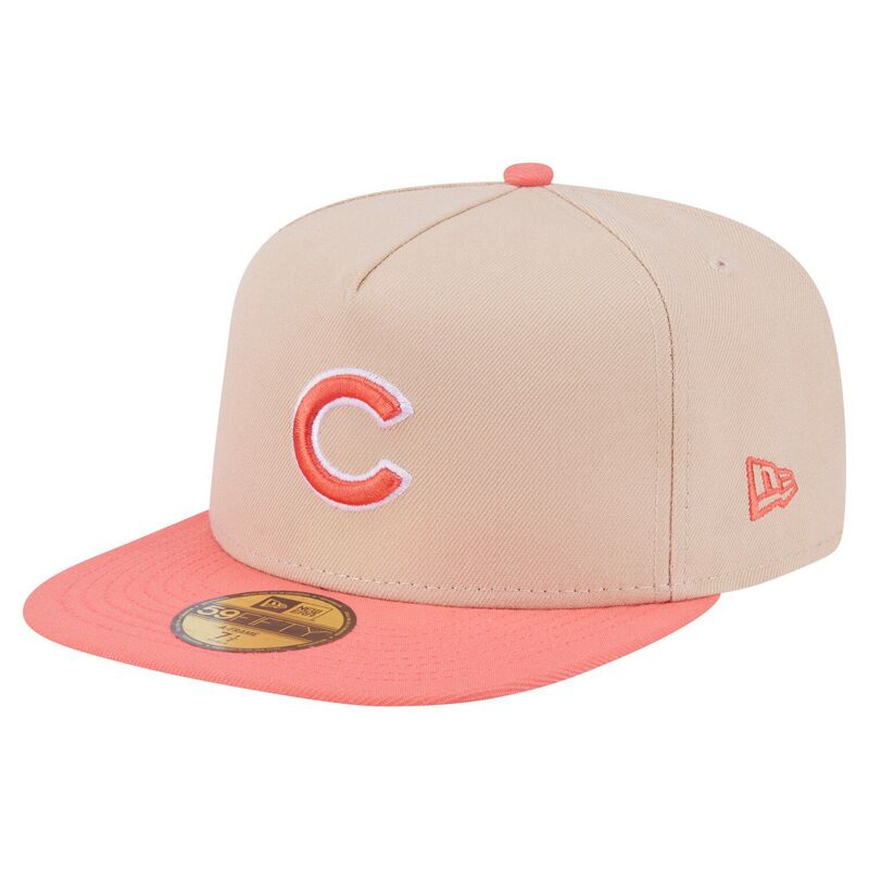 ニューエラ レディース アクセサリー 帽子 Men's New Era Light Beige/Coral Chicago Cubs Two-Tone Color Pack A-Frame 59FIFTY Fitted Hat Cub Lt Bei コーラル