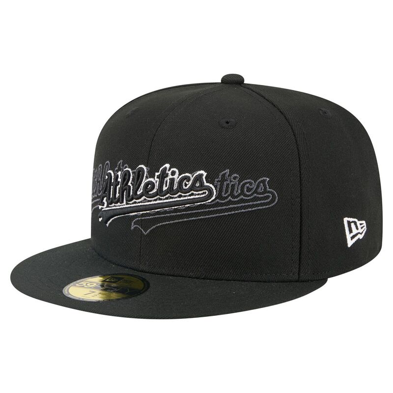 ニューエラ レディース アクセサリー 帽子 Men's New Era Black Athletics Tri-Hit 59FIFTY Fitted Hat Oas Black ブラック