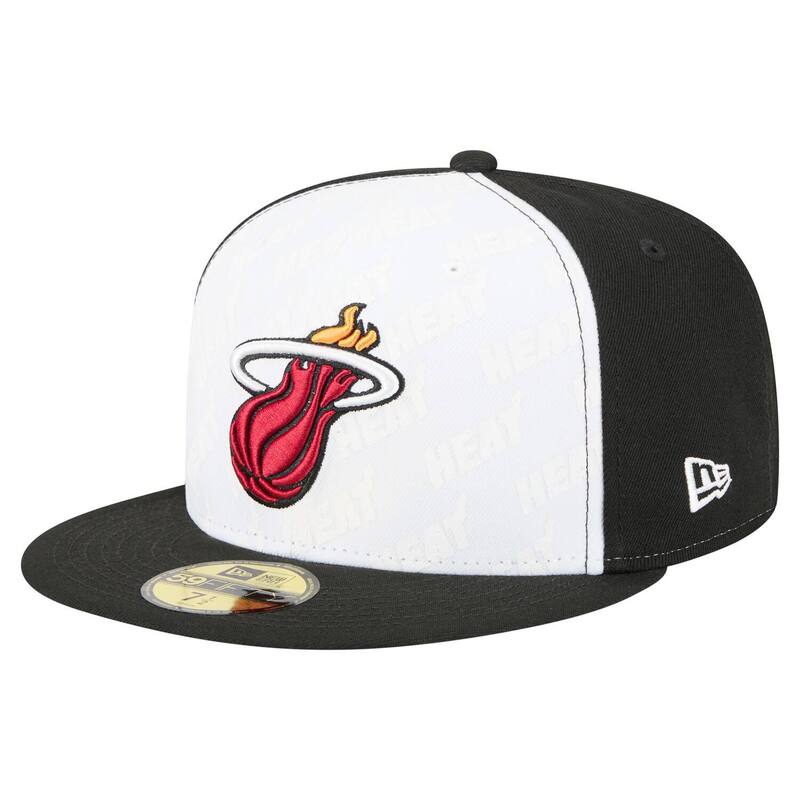ニューエラ レディース アクセサリー 帽子 Men's New Era White/Black Miami Heat Repeat 59Fifty Fitted Hat Hea White ホワイト
