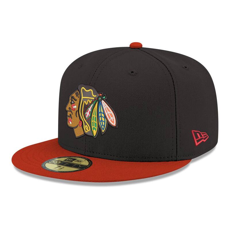 ニューエラ レディース アクセサリー 帽子 ロゴ Men's New Era Black Chicago Blackhawks Core Logo Two-Tone 59FIFTY Fitted Hat Hwk Black ブラック