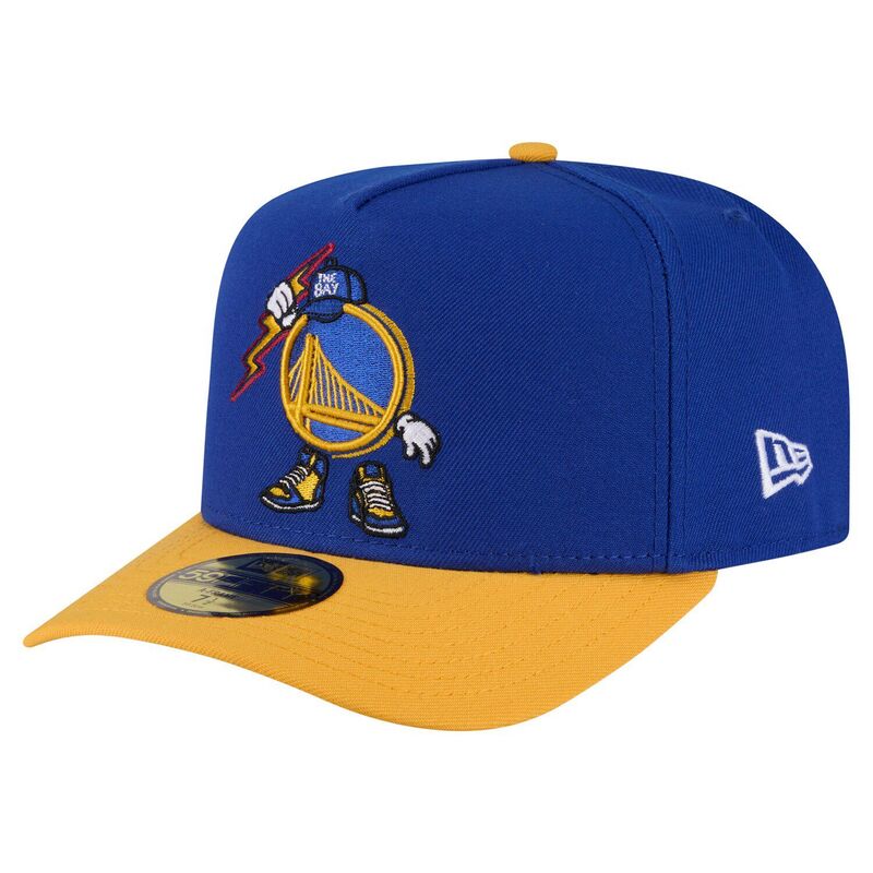 ニューエラ レディース アクセサリー 帽子 ロゴ Men's New Era Royal Golden State Warriors Injection Cartoon Logo A-Frame 59FIFTY Fitted Hat War Blue ブルー