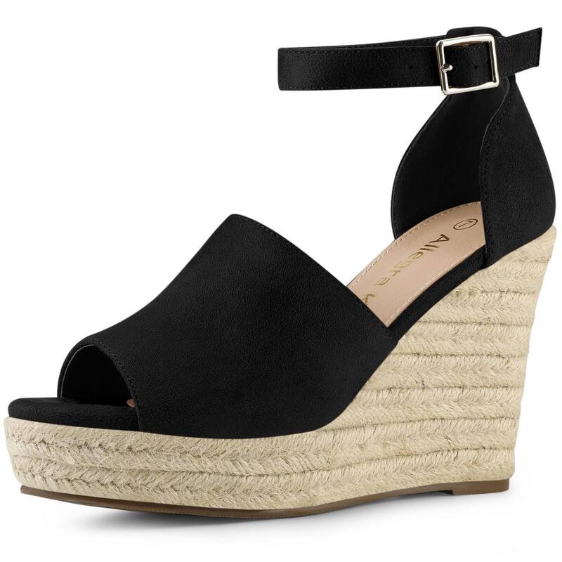 アレグラ ケー レディース シューズ サンダル プラットフォーム ALLEGRA K Women's Espadrilles Platform Espadrille Wedgesandals Black ブラック｜ReVida 店