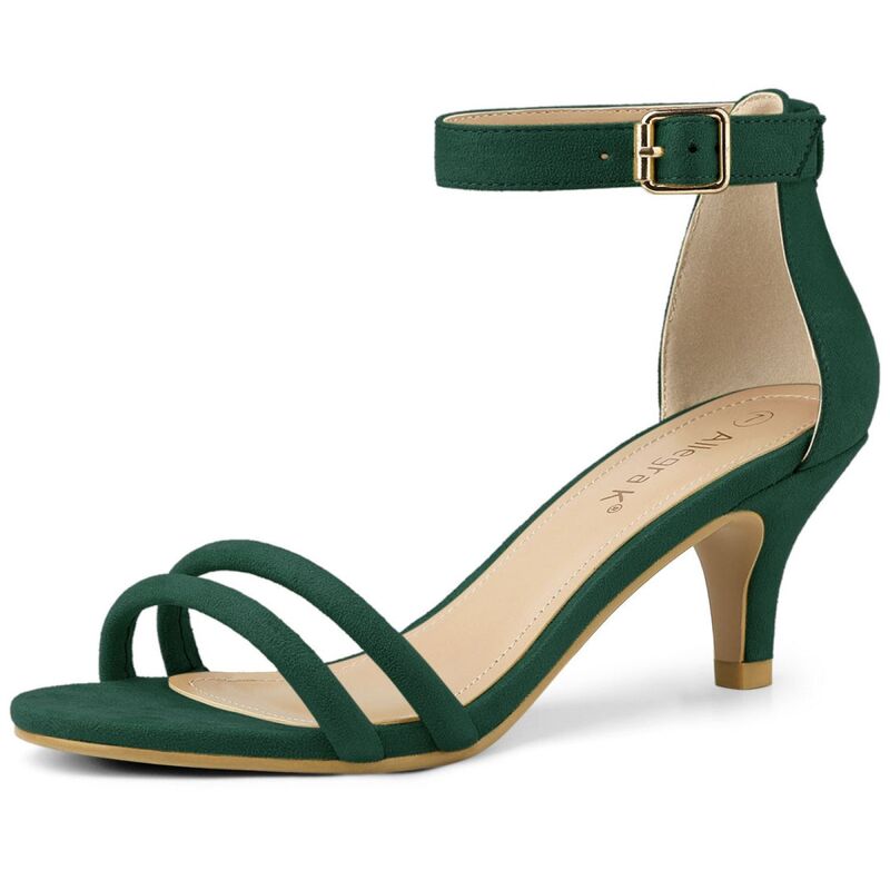アレグラ ケー レディース シューズ パンプス サンダル アンクル ヒール ALLEGRA K Women's Kitten Heel Ankle Strap Sandalshoes Green グリーン