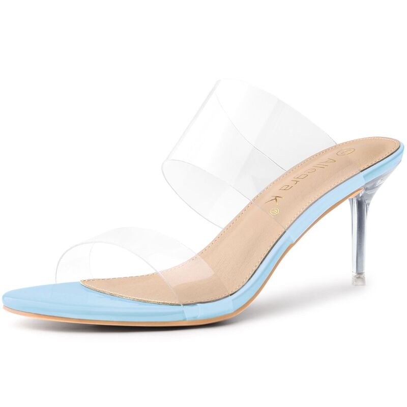 アレグラ ケー レディース シューズ パンプス サンダル ヒール ALLEGRA K Women's Clear Slide Stiletto Heel Sandalsky Blue ブルー