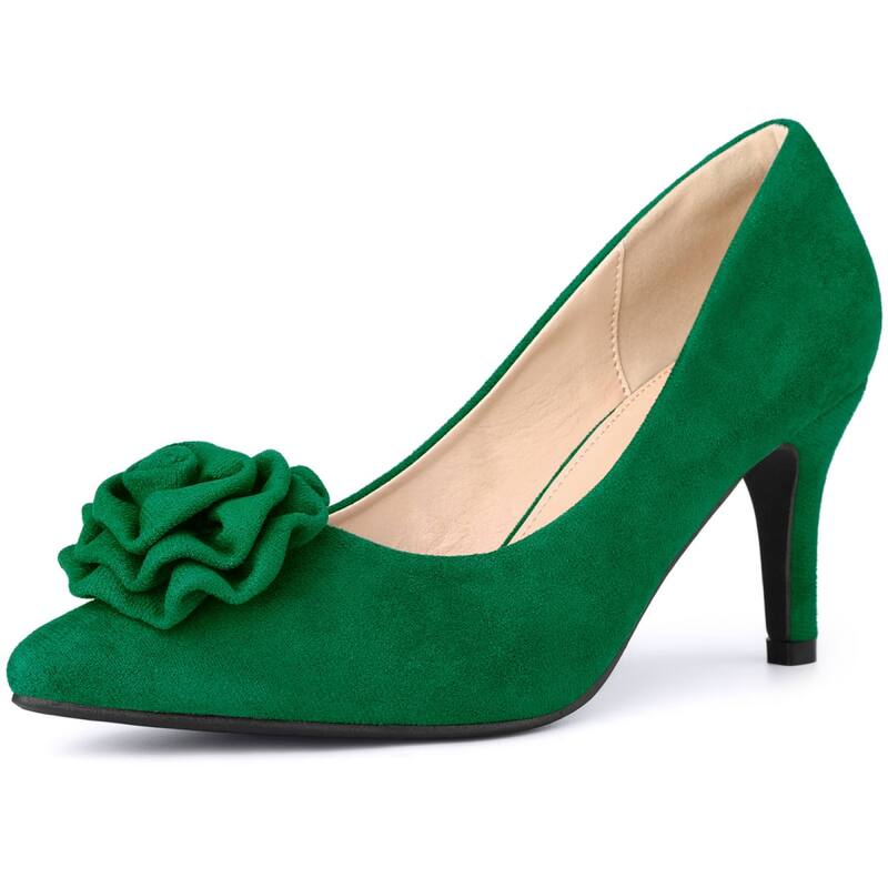 アレグラ ケー レディース シューズ パンプス ヒール ALLEGRA K Women's Flower Pointed Toe Stiletto Heels Pumps Green グリーン