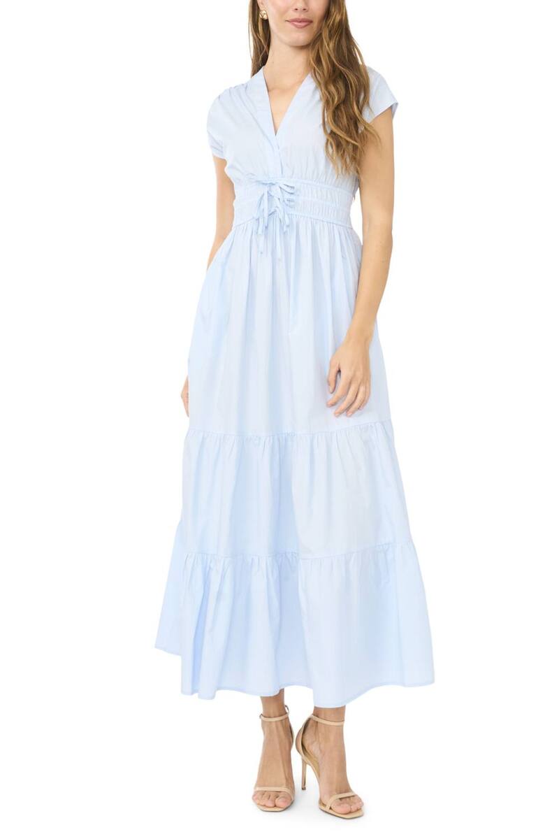 ミスク レディース トップス ワンピース Vネック マキシ Women's MSK V-Neck Multi-Tie Maxi Dress Light Blue ブルー|ReVida 店