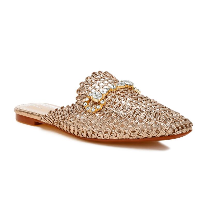 ロンドンラグ レディース シューズ サンダル トール London Rag Roboma Women's Woven Metallic Diamante Mules Rose Gold ゴールド