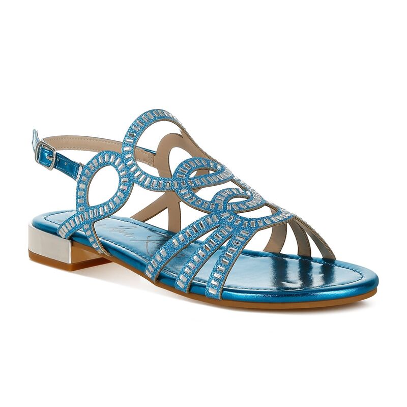 ロンドンラグ レディース シューズ サンダル カットアウト London Rag Jisters Women's Cut Out Rhinestone Flat Sandals Denim Blue デニム