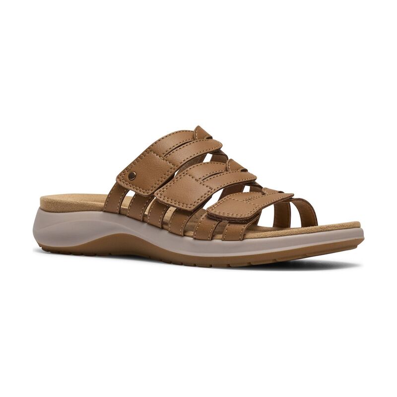 クラークス レディース シューズ サンダル なめし革 Clarks Maelynn Abby Women\u0027s Leather Slip-On Sandals Tan Leather タン