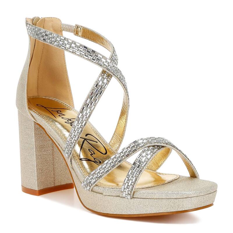ロンドンラグ レディース シューズ サンダル ヒール London Rag Infatuated Women'strappy Rhinestones Block Heel Sandals Gold ゴールド