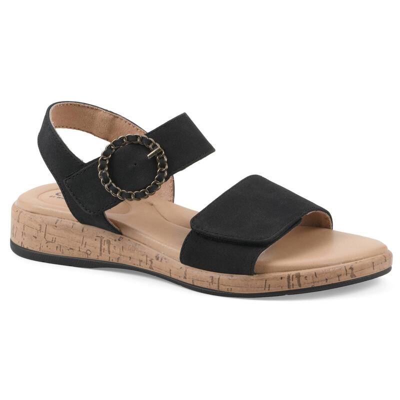 クリフバイホワイトマウンテン レディース シューズ サンダル Cliffs by White Mountain Bonique Women's Wedge Slip-On Sandals Black Sueded Smooth ブラック