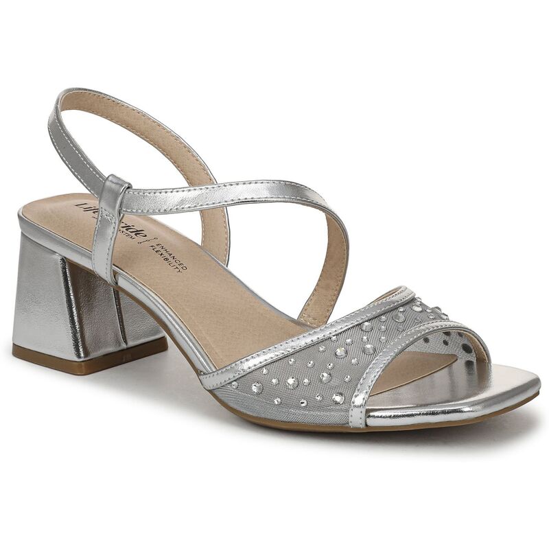 ライフストライド レディース シューズ サンダル ヒール LifeStride Cheyenne Women'slingback Heelsilver Mesh シルバー