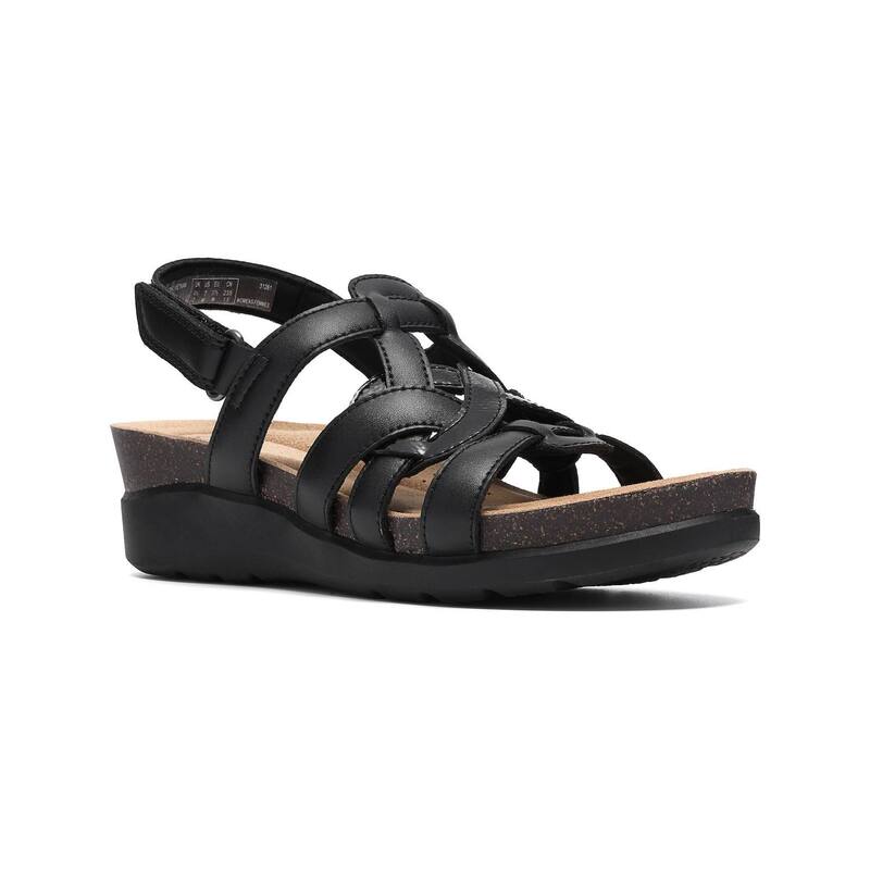 クラークス レディース シューズ サンダル Clarks Calenne Gracie Women\u0027strappy Sandals Black Leather 黒いこと
