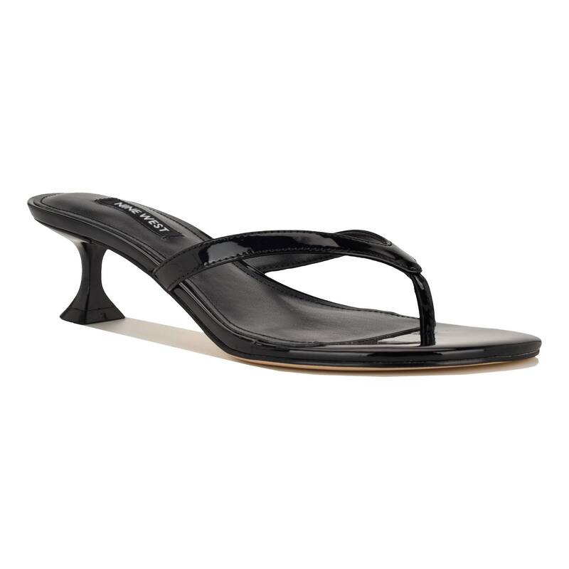 ナインウェスト レディース シューズ パンプス サンダル 踵 Nine West Cruise Women\u0027slip-On Kitten Heel Dressandals Black Patent 黒いこと レディース靴-靴