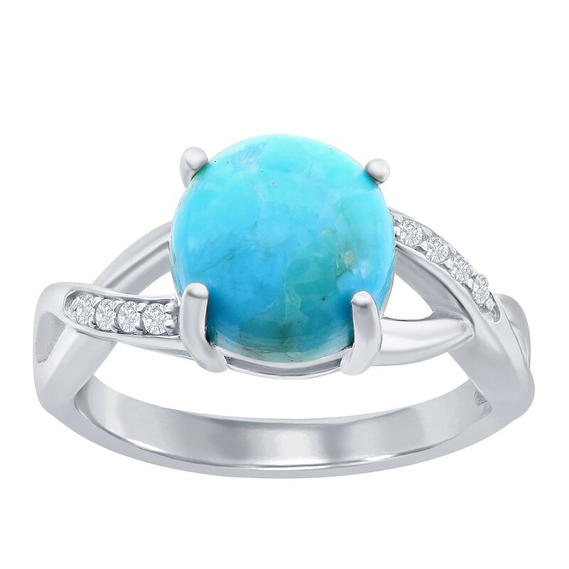 アンブランデッド レディース アクセサリー リング Unbranded Sterling Silver Turquoise & Cubic Zirconia Solitaire Ring Sterling ターコイズ