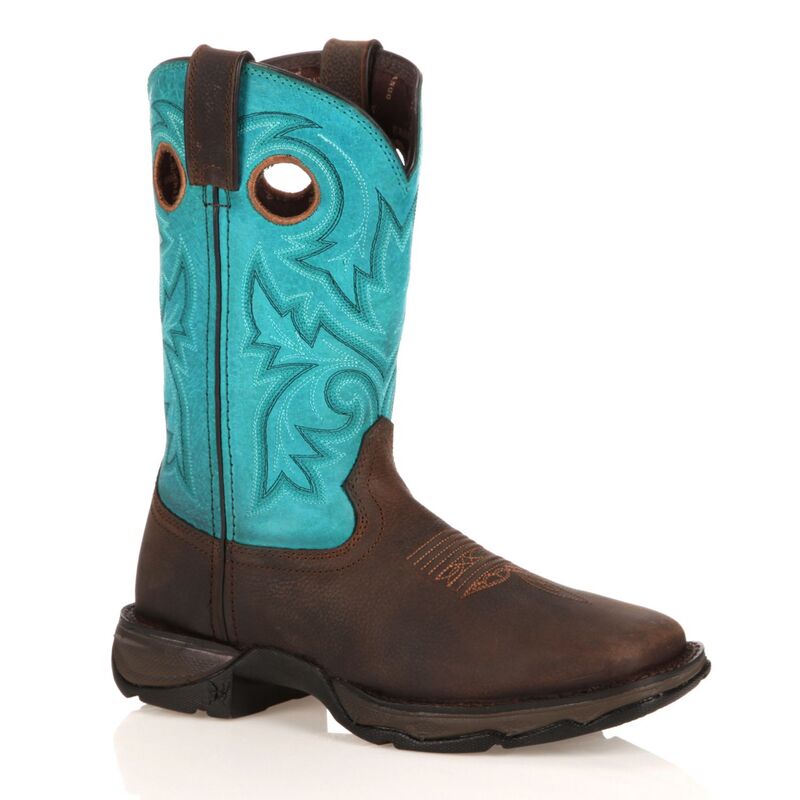 ドゥランゴ レディース シューズ ブーツ・レインブーツ プルオーバー Durango Lady Rebel Women\u0027s Lovin Bar None Steel-Toe Cowboy Boots Brown Turquoise 青緑色
