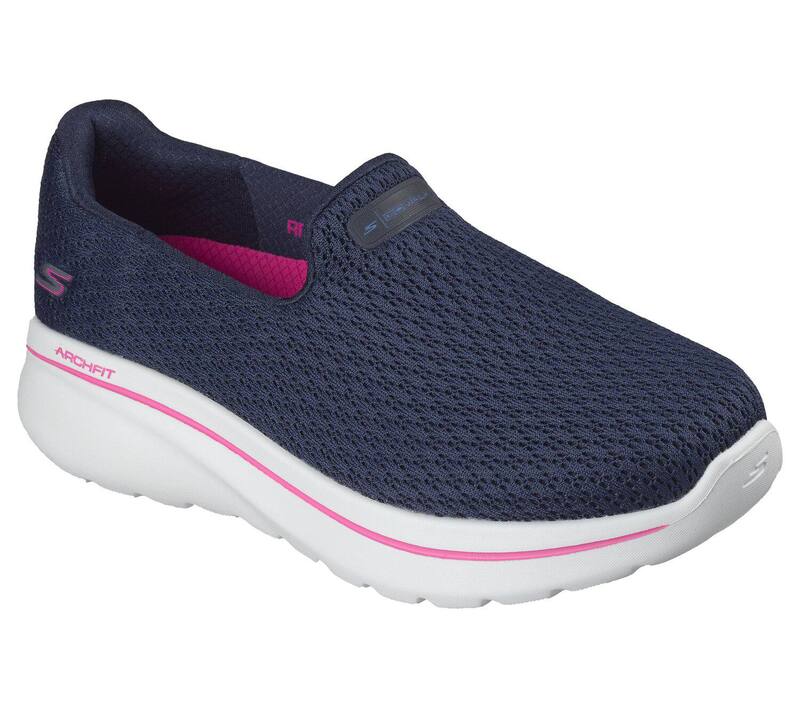 スケッチャーズ レディース シューズ スニーカー リラックスフィット Skechers Relaxed Fit: GO WALK Arch Fit N-Joy - Gia Women'sneakers Navy Pink ネイビー｜ReVida 店