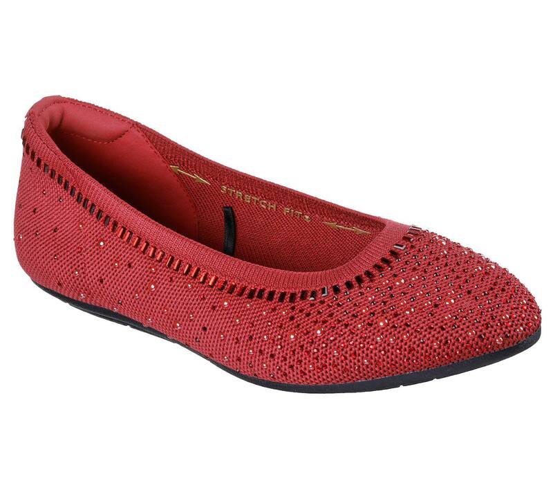 スケッチャーズ レディース シューズ サンダル Skechers Cleo 2.0 Women'slip-On Textured Flats Red レッド|ReVida 店