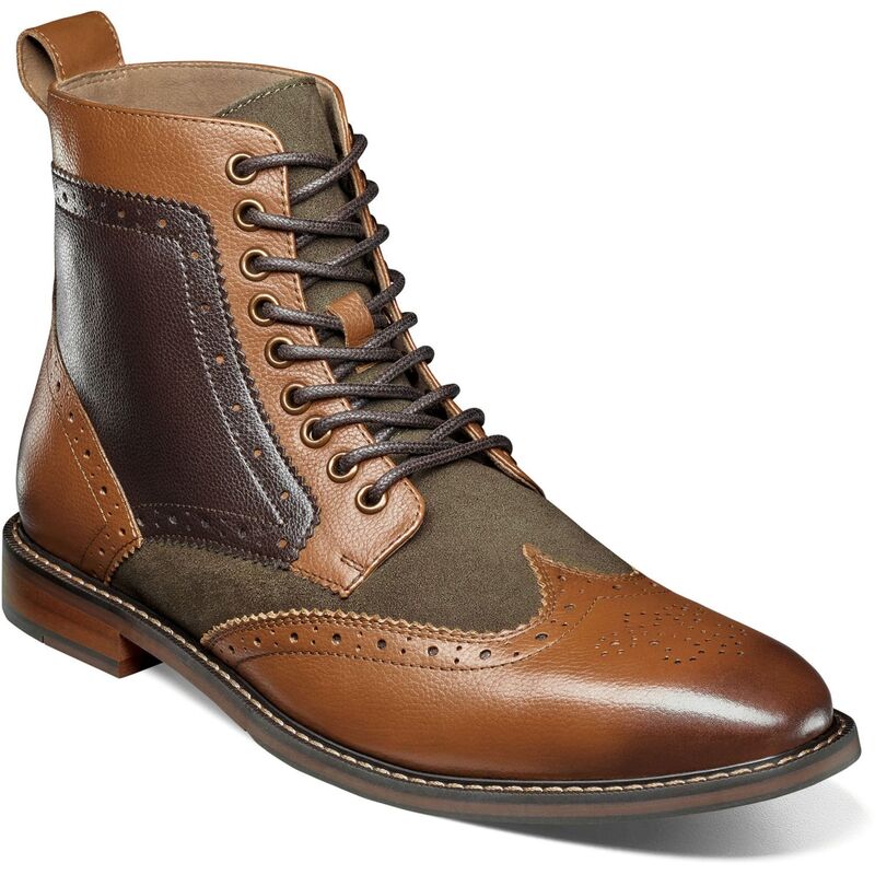 ステイシーアダムス レディース シューズ ブーツ・レインブーツ ウィングチップ アンクル スピード競技 Stacy Adams Finnegan Men\u0027s Wingtip Lace-Up Ankle Boots Olive Multi オリーブ