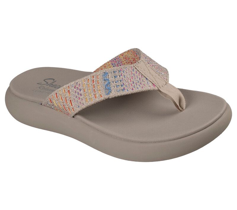 スケッチャーズ レディース シューズ サンダル Skechers Asana Luxe Braided Women's Cushioned Thong Sandals Taupe Multi トープ
