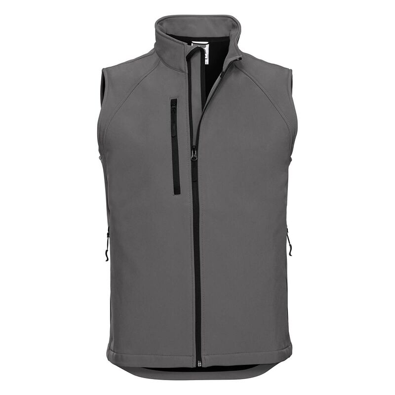 ラッセルアスレチック レディース アウター ジャケット・ブルゾン ジレ Russell Athletic Russell Mens 3 Layer Soft Shell Gilet Jacketitanium