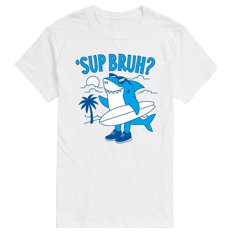 アニメキャラクター レディース トップス Tシャツ グラフィック Licensed Character Men's "Sup Bruh " Surfing Shark Graphic Tee White ホワイト｜ReVida 店 7,441円