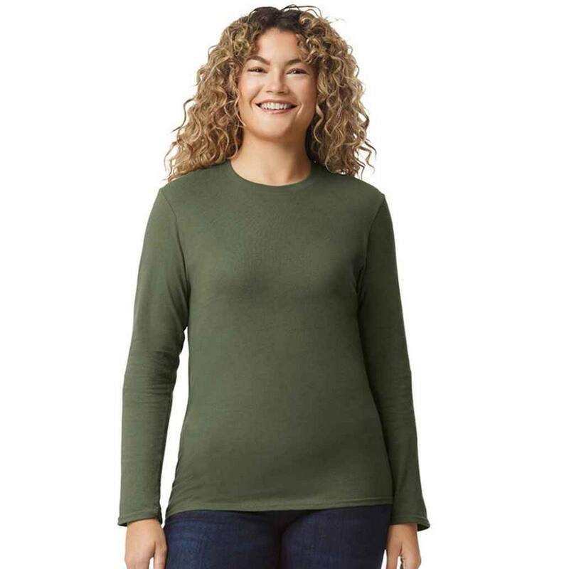 ギルダン レディース トップス Tシャツ 長袖 Gildan Unisex Adult Softstyle Plain Long-Sleeved T-Shirt Military Green グリーン|ReVida 店