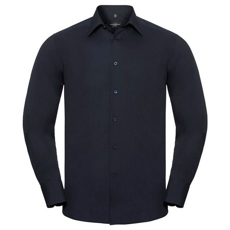 ラッセルアスレチック レディース トップス Tシャツ コットン 長袖 Russell Athletic Russell Collection Mens Polycotton Easy-Care Long-Sleeved Formal Shirt French Navy ネイビー