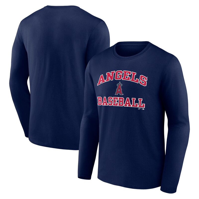 アンブランデッド レディース トップス Tシャツ ロゴ Unbranded Men's Logo Athletic Navy Los Angeles Angels Heart & Soulong Sleeve T-Shirt Ang Navy ネイビー|ReVida 店