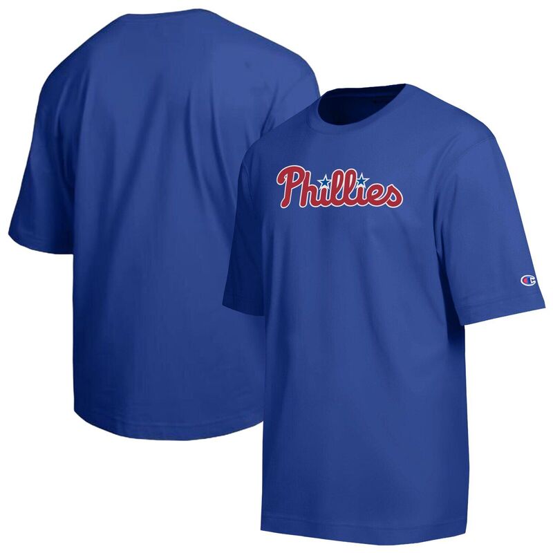 チャンピオン レディース トップス Tシャツ Men's Champion Royal Philadelphia Phillies All Star Chenille Wordmark T-Shirt Phl Blue ブルー