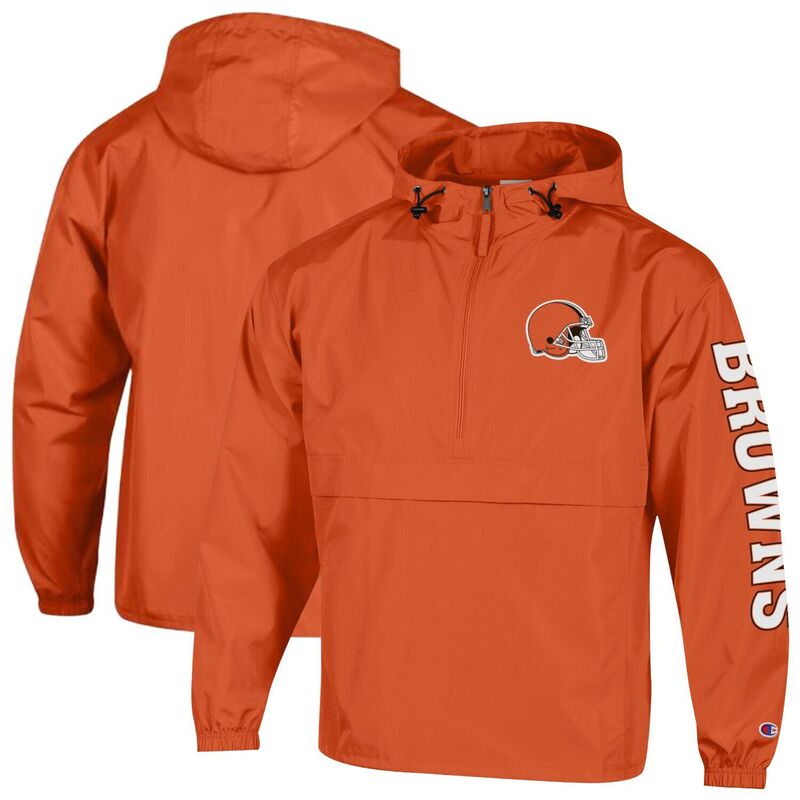 チャンピオン レディース トップス Tシャツ ジャケット Men's Champion Orange Cleveland Browns Packable Windbreaker Half-Zip Jacket Brn Orange オレンジ|ReVida 店