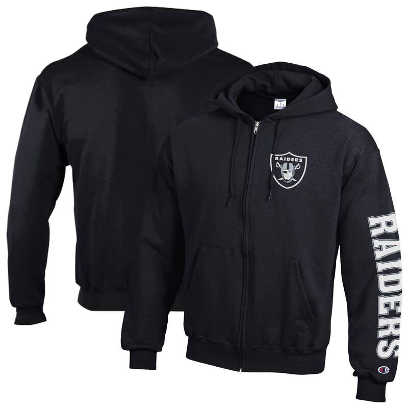 チャンピオン レディース トップス Tシャツ フリース パーカー Men's Champion Black Las Vegas Raiders Powerblend Fleece Full-Zip Hoodie Lvr Black ブラック｜ReVida 店