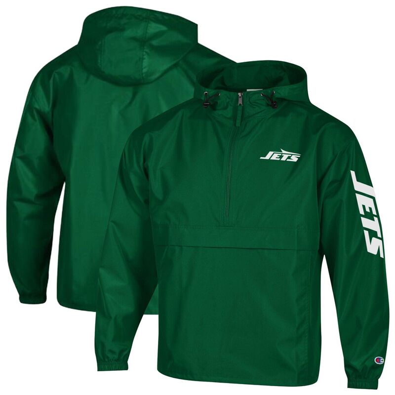 チャンピオン レディース トップス Tシャツ ジャケット Men's Champion Greenew York Jets Packable Windbreaker Half-Zip Jacket Jet Green グリーン|ReVida 店