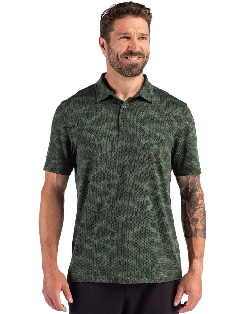 截断機アンドうしろ側 レディース トップス プルオーバー スポーツシャツ 刷り上げる Cutter \u0026 Buck Coastlinepicomfort Camo Print Recycled Mens Polo Hunter