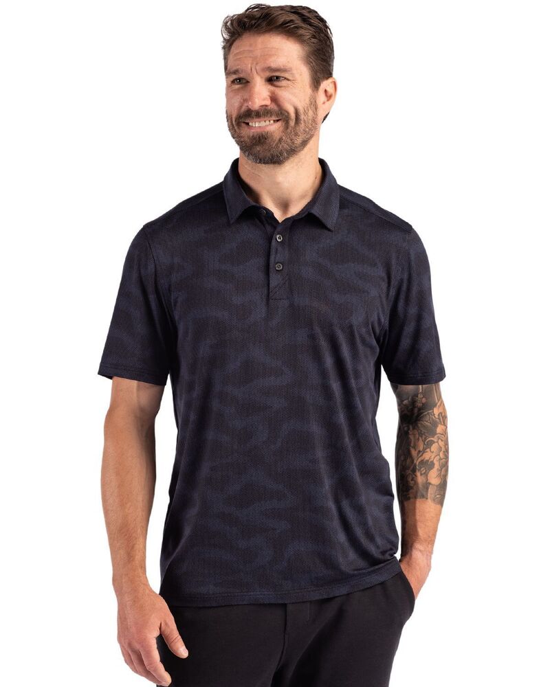 截断機アンドうしろ側 レディース トップス プルオーバー スポーツシャツ 刷り上げる Cutter \u0026 Buck Coastlinepicomfort Camo Print Recycled Mens Polo Navy Blue 米国海軍