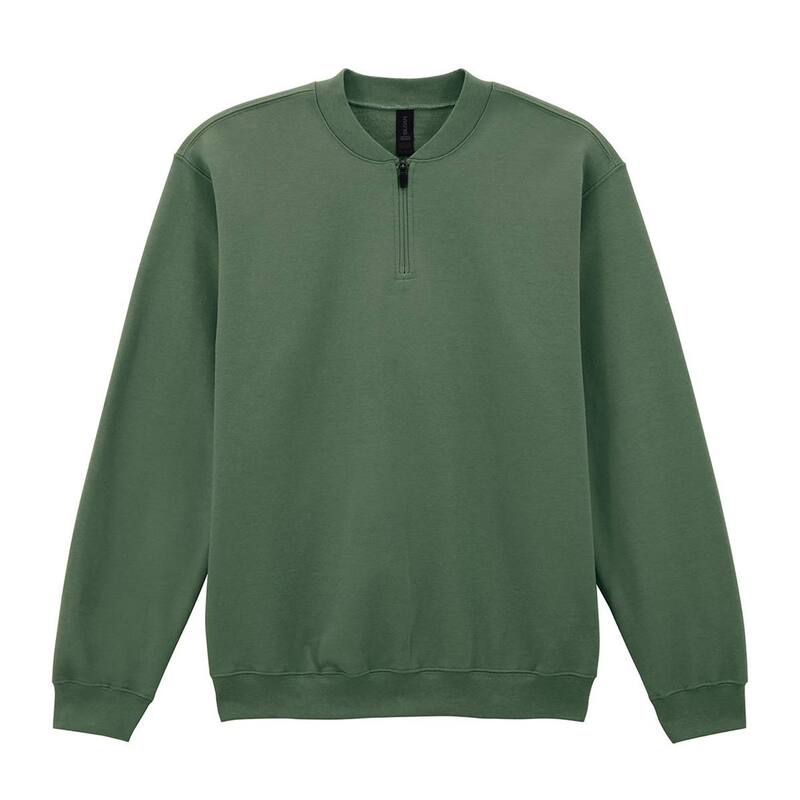 ギルダン レディース アウター 編み物・プルオーバー ハーフジップ 流汗 プルオーバー Gildan Unisex Adult Softstyle Midweight Quarter Zip Sweatshirt Military Green 緑であること セーター-レディースファッション-ニット・セーター