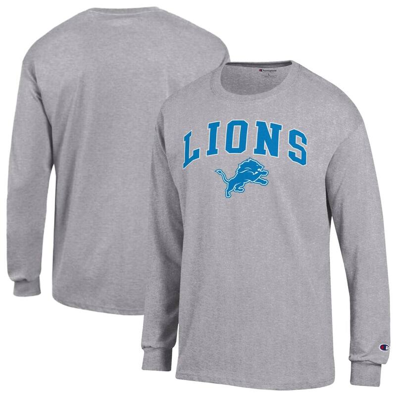 チャンピオン レディース トップス Tシャツ ロゴ Men's Champion Gray Detroit Lions Arch Over Logo Long Sleeve T-Shirt Lns Grey グレー|ReVida 店