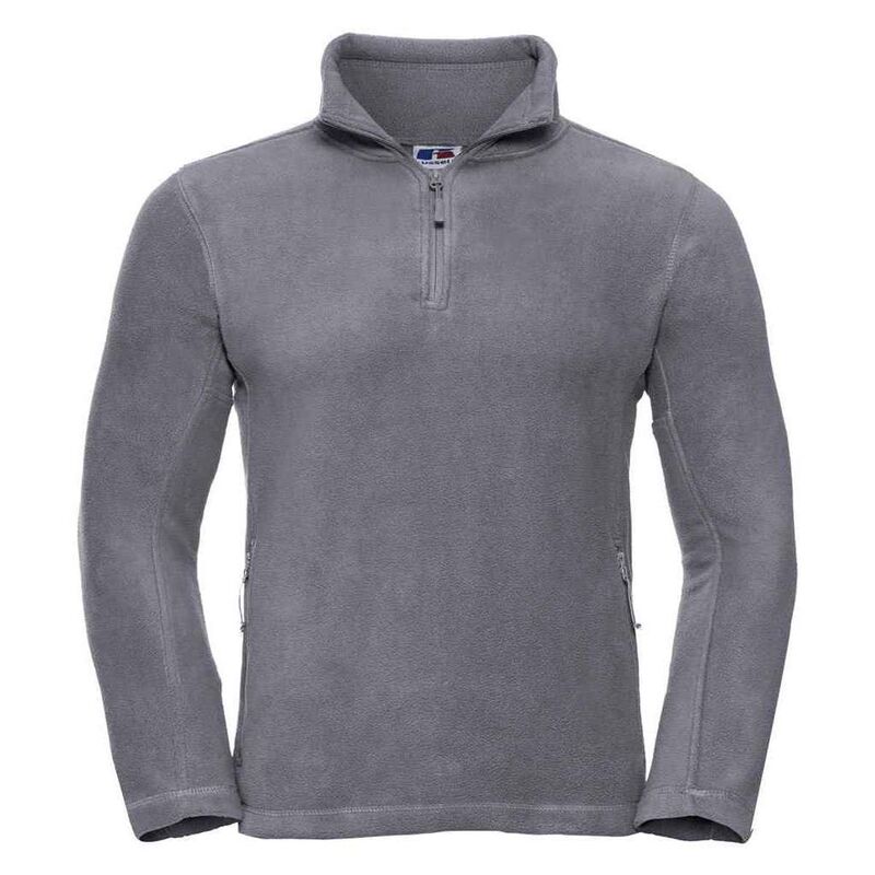 ラッセルアスレチック レディース アウター 編み物・プルオーバー フリース Russell Athletic Russell Mens Zip Neck Outdoor Fleece Top Convoy Gray 薄墨色 ニット・セーター-トップス-セーター