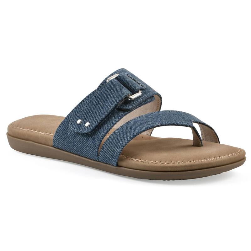 クリフバイホワイトマウンテン レディース シューズ サンダル Cliffs by White Mountain Fancify Women'slip-on Sandals Blue Denim Fabric デニム｜ReVida 店