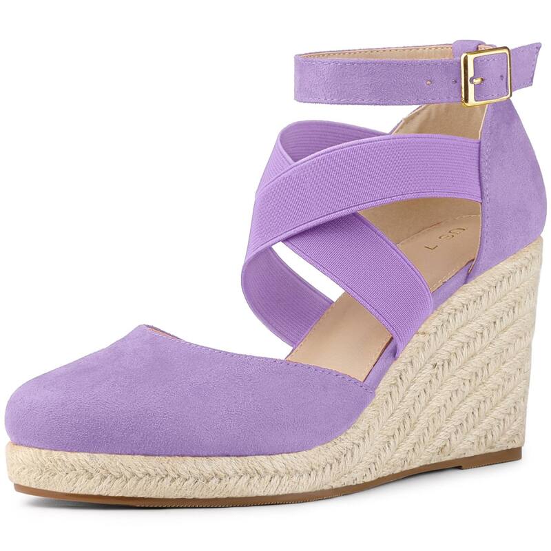 アレグラ ケー レディース シューズ サンダル ヒール ALLEGRA K Women's Espadrilles Closed Toe Wedges Heelsandals Purple パープル