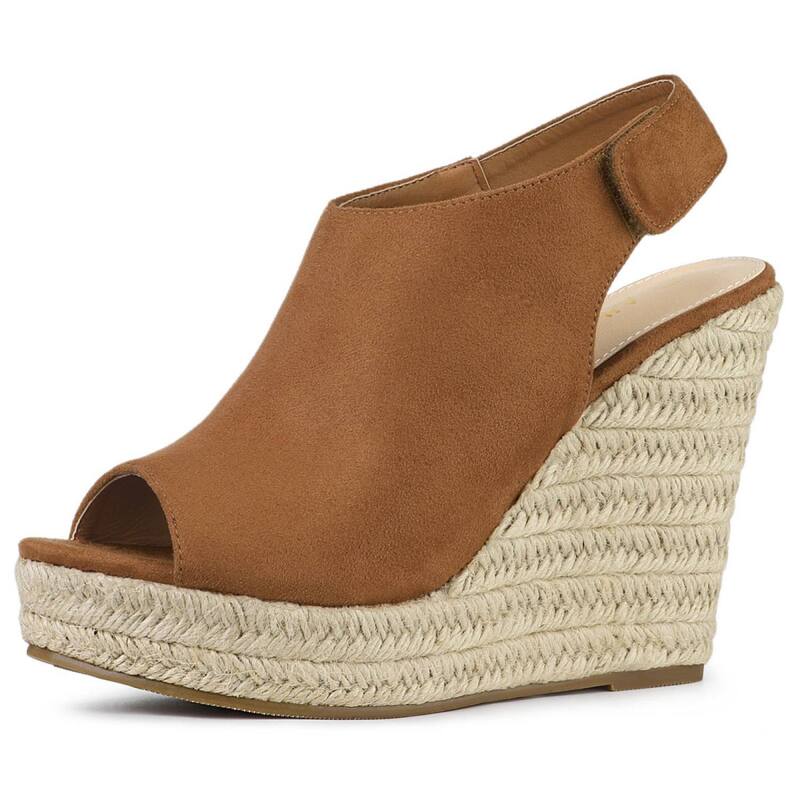 アレグラ ケー レディース シューズ サンダル プラットフォーム ヒール ALLEGRA K Women's Espadrille Platform Heeled Watermelon Wedgesandals Brown ブラウン｜ReVida 店