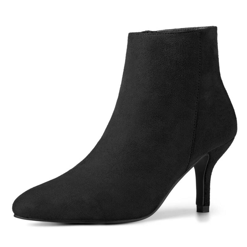 アレグラ ケー レディース シューズ ブーツ・レインブーツ アンクル ヒール ALLEGRA K Women's Pointed Toe Zip Stiletto Kitten Heel Ankle Booties Black ブラック