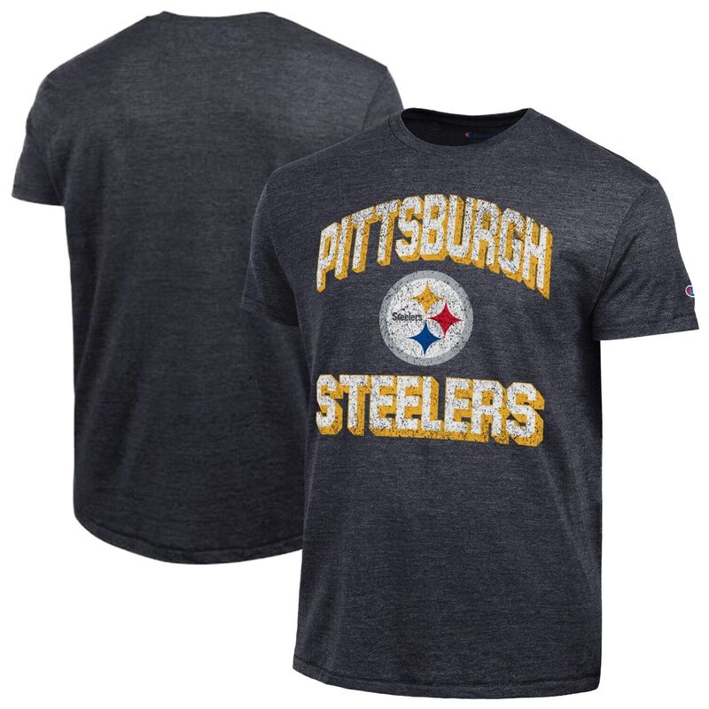 はやりっ子 レディース トップス プルオーバー Men\u0027s Champion Heather Black Pittsburgh Steelers Ultimate Tri-Blend T-Shirt Stl Charco 黒いこと