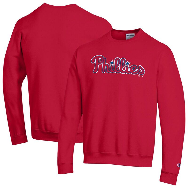 チャンピオン レディース トップス Tシャツ スウェット Men's Champion Red Philadelphia Phillies Powerblend Wordmark Sweatshirt Phl Red レッド｜ReVida 店
