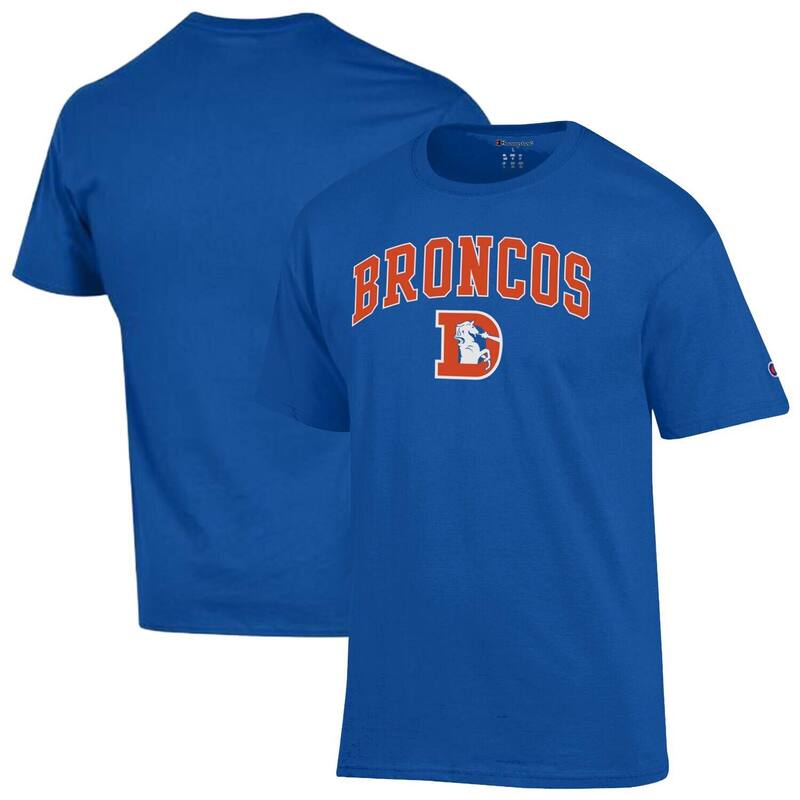 チャンピオン レディース トップス Tシャツ ロゴ Men's Champion Royal Denver Broncos Arch Over Logo T-Shirt Den Blue ブルー｜ReVida 店